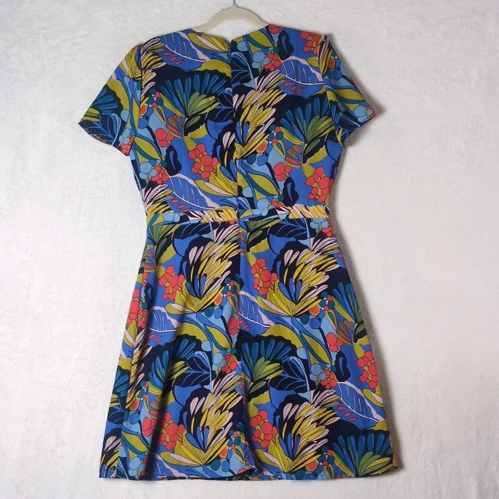 J. Crew Mercantile Blue Colorful Botanical Knee‎ Length Dress Size 8